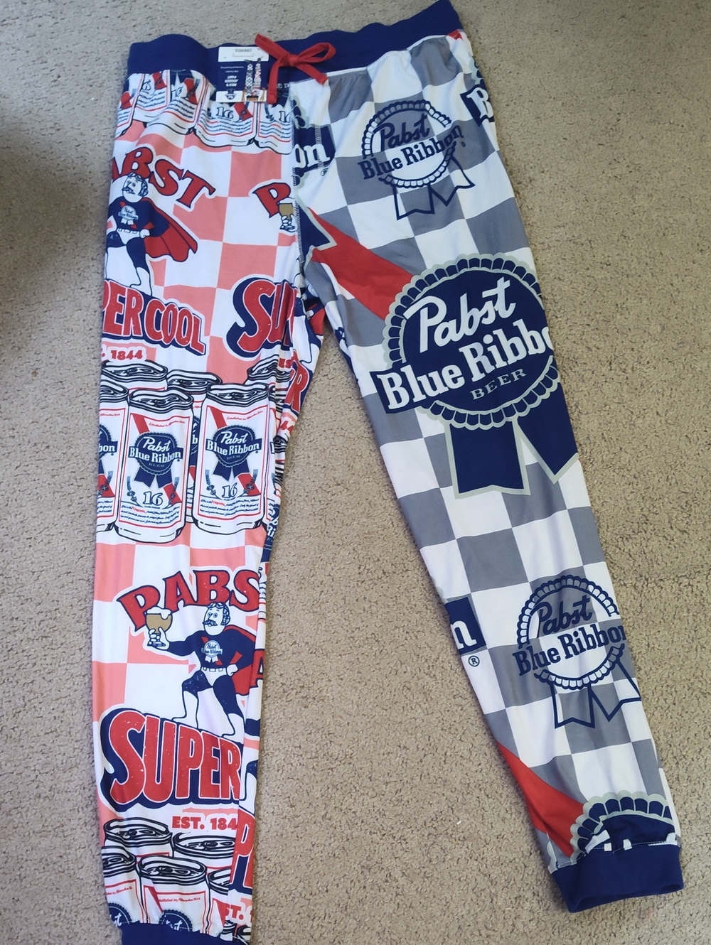 NWT Men's Pabst Blue Ribbon Logo Lounge PJ Pants - Red White Blue xL Fathers Day